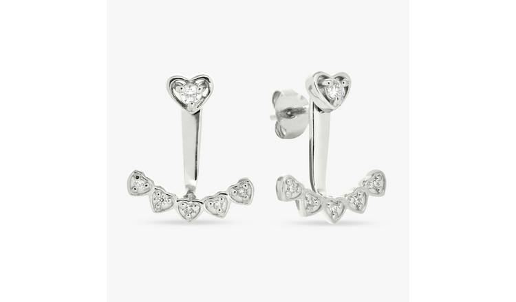 Revere Sterling Silver Heart Jacket Stud Earrings