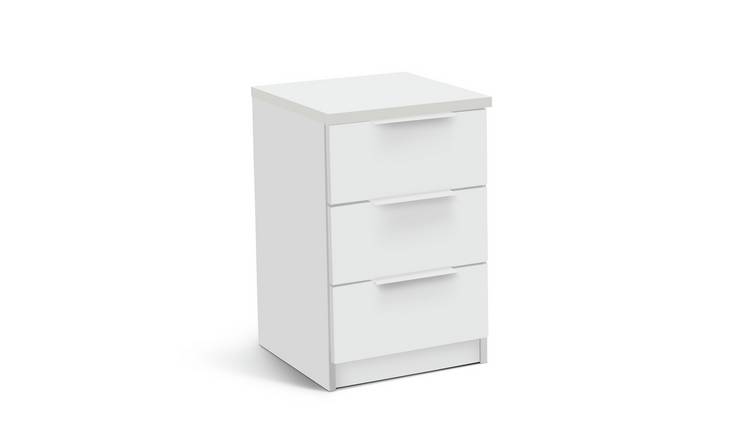 Argos Home Hallingford 3 Drawer Bedside Table - White Gloss