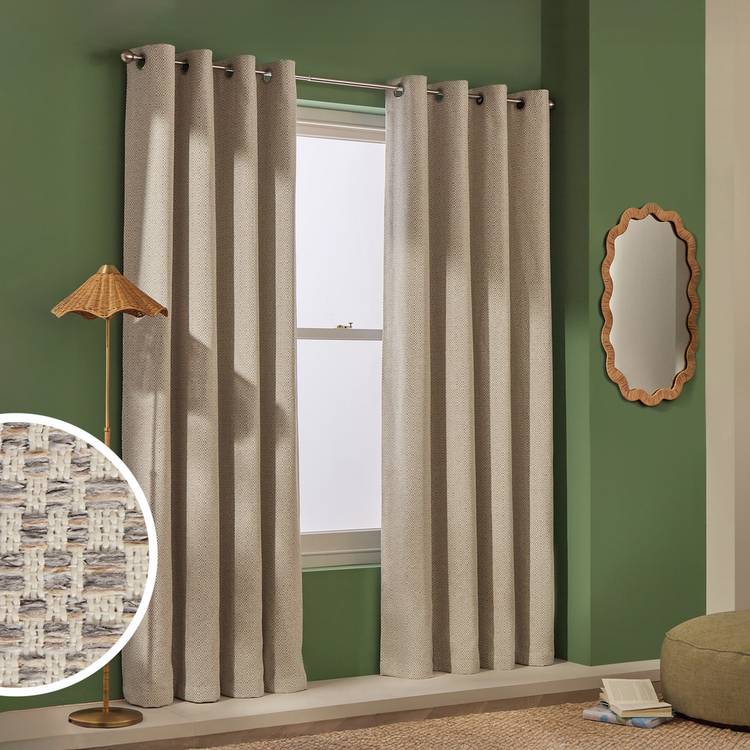 Habitat Blackout Jacquard Eyelet Curtains - Grey- 168x183cm 0