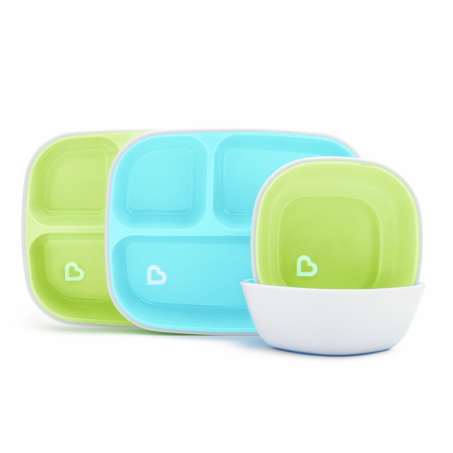 Munchkin Toddler Plate & Bowl Baby Feeding Set Blue Green (Pack of 4)