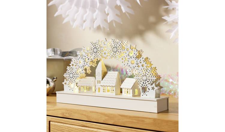 Argos Home Pre Lit Carved Wooden Arch Christmas Decoration