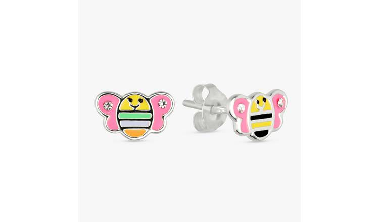 Revere Kids Sterling Silver Bee Enamel Earrings