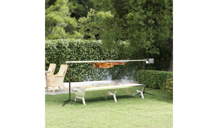 Walplus Stainless Steel BBQ Tray - Silver - 158 x 42 x 31 cm