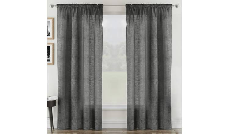 Tyrone Textiles Rhodes Rod Pocket Sheer Voile Panels - 140 x 137cm - Black