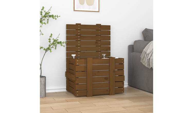 Walplus Wood Storage Box Honey - Honey Brown - 58 x 40.5 x 42 cm