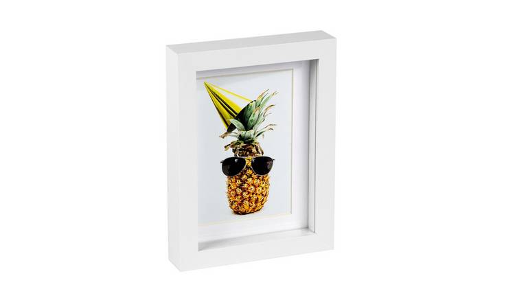Nicola Spring 3D Box Photo Frame - 5" x 7" with Mount - White