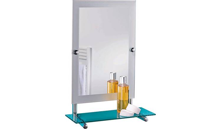 Argos Home Rect Frosted Edge Wall Mirror & Glass Shelf