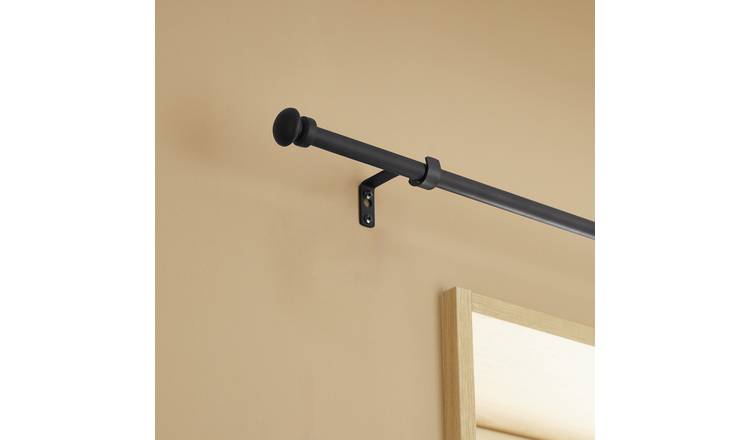 Argos Home Extendable Metal Cap Black Curtain Pole - 120 - 210cm
