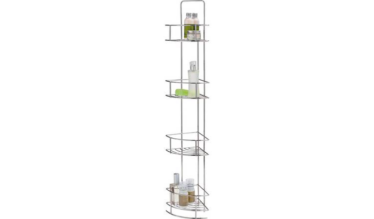 Bathroom corner shelf unit on sale chrome