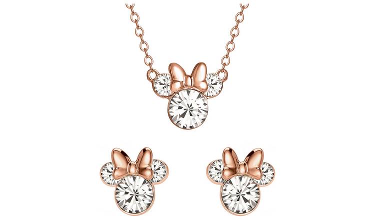 Disney Minnie Mouse Necklace and Stud Earrings Set