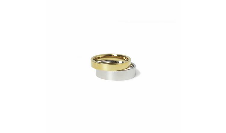 Uncommon Souls Gold & Silver Stainless Steel Band Rings- M/L