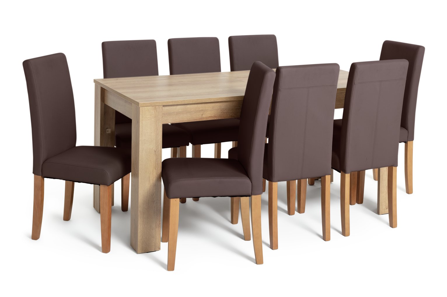 Argos Home Miami XL Extending Table & 8 Chocolate Chairs