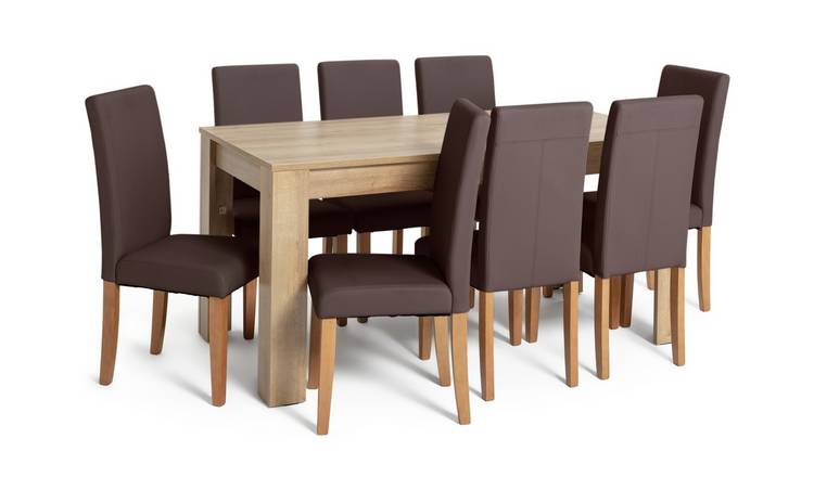 Buy Argos Home Miami XL Extending Table & 8 Chocolate Chairs | Dining