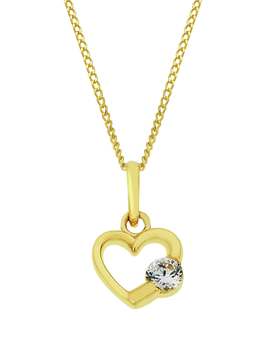 Revere Kid's 9ct Yellow Gold Cubic Zirconia Heart Pendant