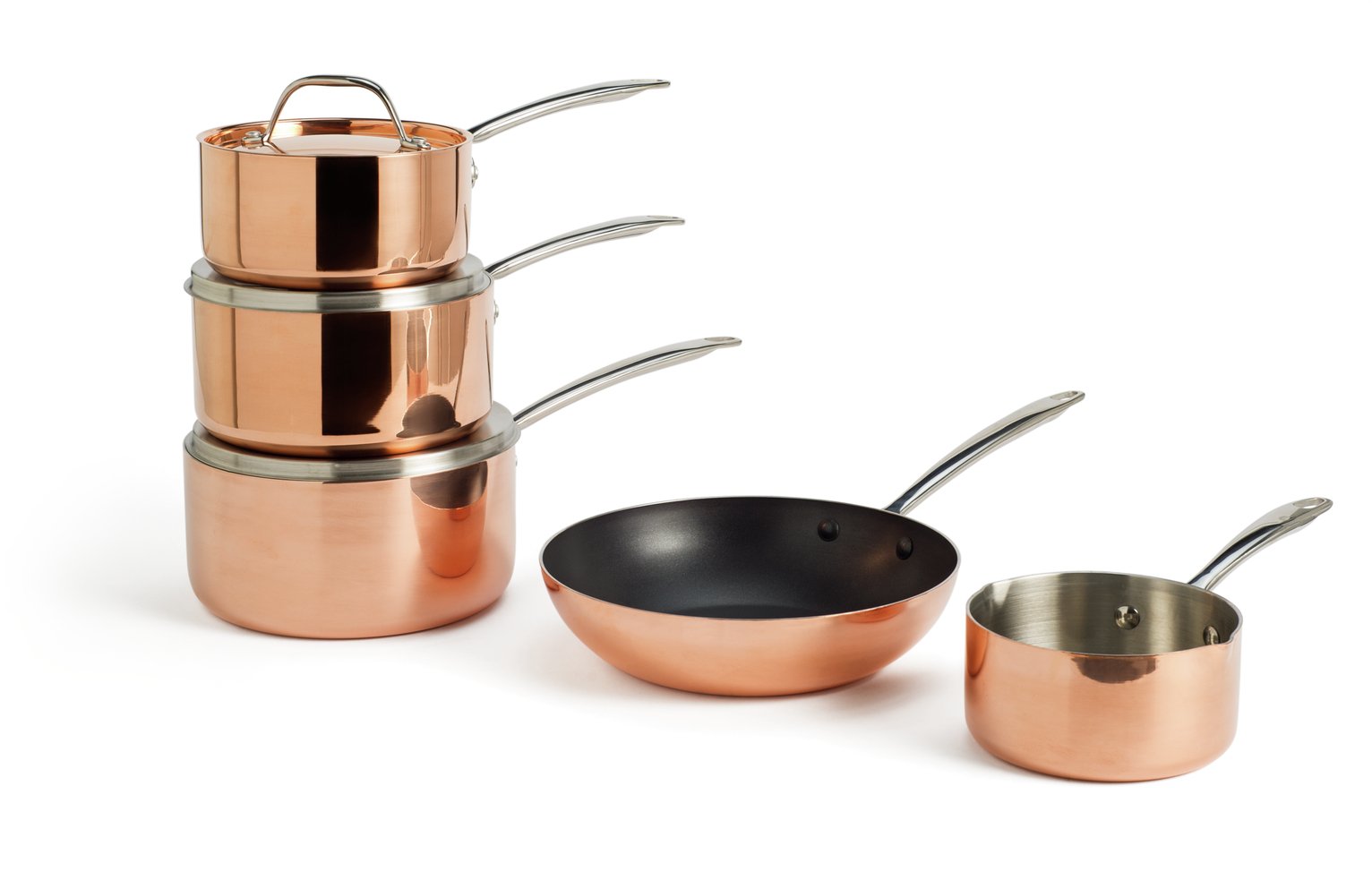 Argos Home 5 Piece Stainless Steel Non Stick Pan Set -Copper Review