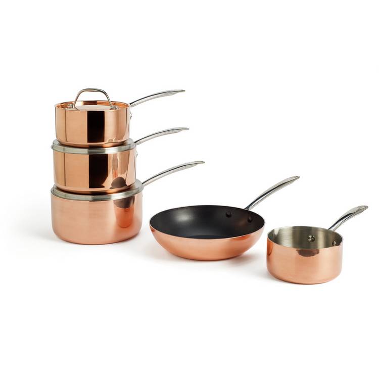 Argos Home 5 Piece Copper Triply Pan Set 0