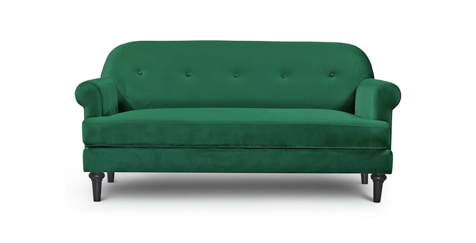 Argos Home Whitney Velvet 3 Seater Sofa - Green