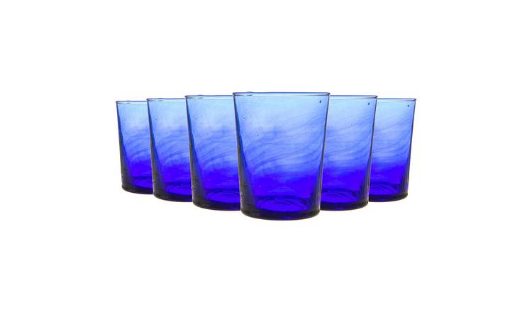Nicola Spring Meknes Recycled Glass Tumblers - 215ml - Blue - Pack of 6
