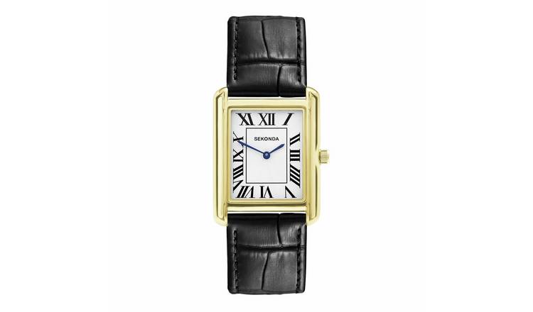 Sekonda Clement White Dial Black Leather Strap Watch