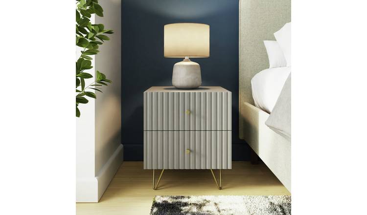 GFW Thalia 2 Drawer Bedside Table - Grey