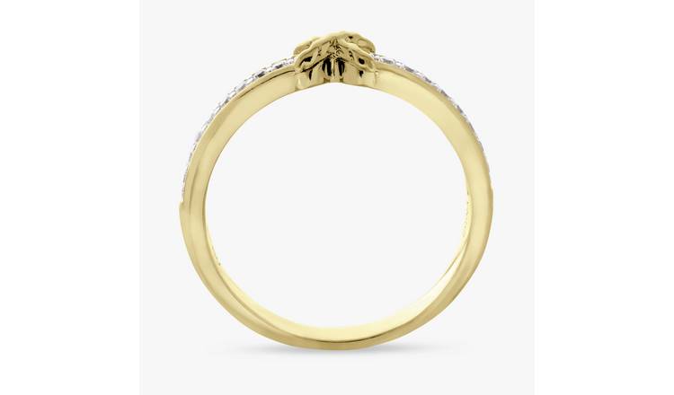 Revere Gold Plated Sterling Silver Twist Cross Ring - Small