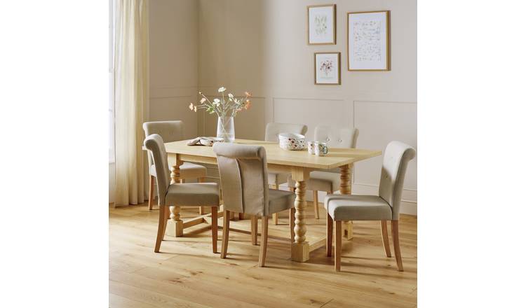 Argos Home Raina Dining Table and 6 Natural Short Scroll Chairs