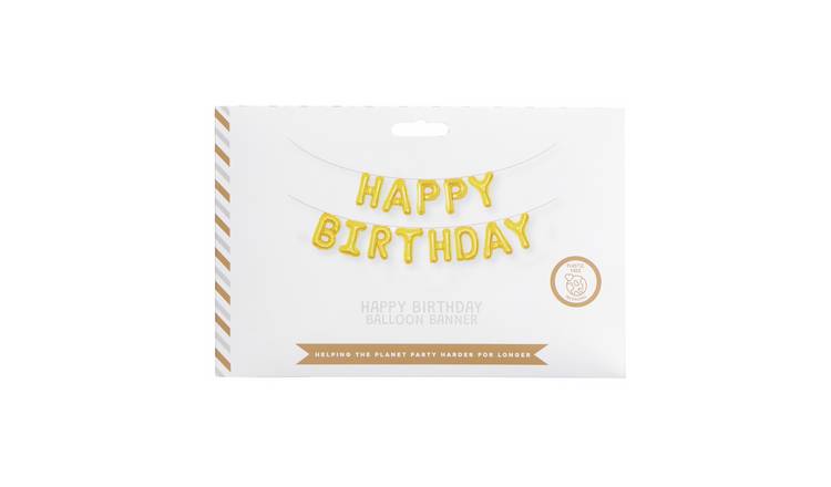 Mad Party Gold Happy Birthday Foil Balloon Banner