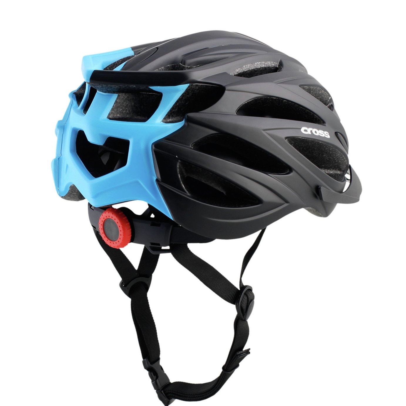 black and blue bike helmet