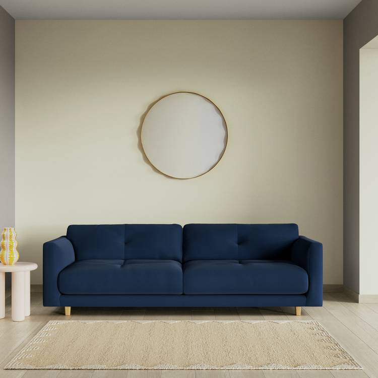 Habitat Emely Fabric 4 Seater Sofa - Navy Blue - Ash Leg 0