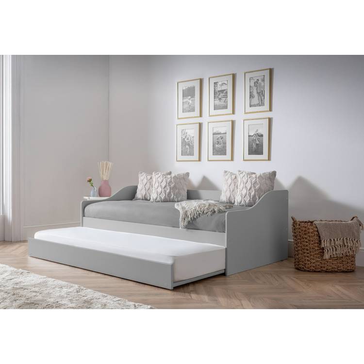 Julian Bowen Elba Trundle Day Bed & 2 Mattresses - Grey 0