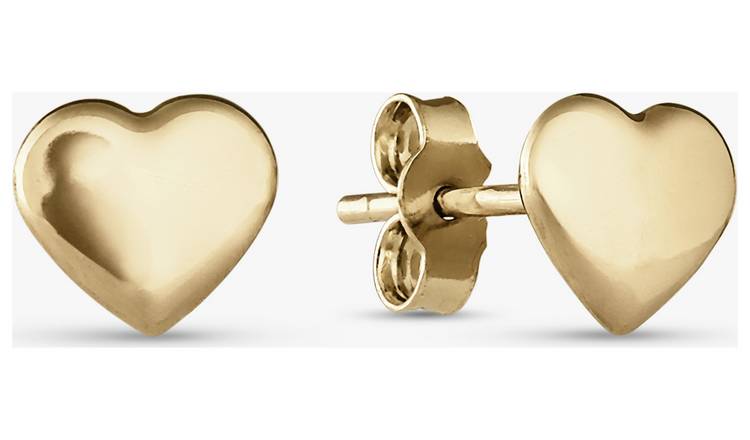 Revere 9ct Yellow Gold Heart Stud Earrings