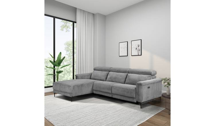 Dorel Lund Fabric 3 Seater Corner Recliner Sofa - Grey