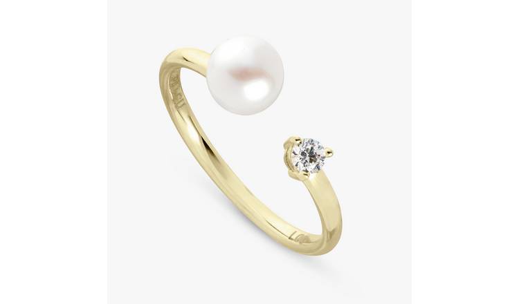 Revere Gold Plated Sterling Silver Pearl Torque Ring- Medium