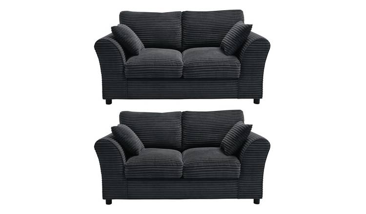 Argos Home Harry Fabric Pair of 2 Seater Sofa - Charcoal