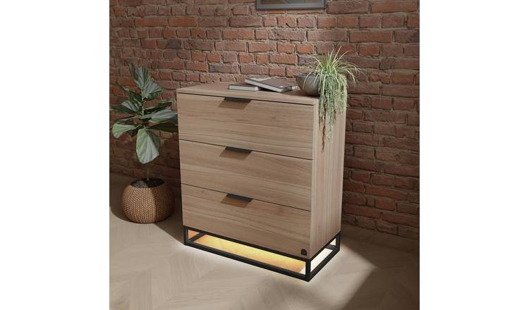 XR Living Denver 3 Drawer Chest With App Controlled LED - Natural