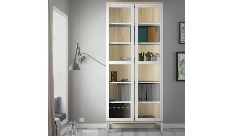 Furniture To Go Roomers 2 Door Display Cabinet - White & Natural