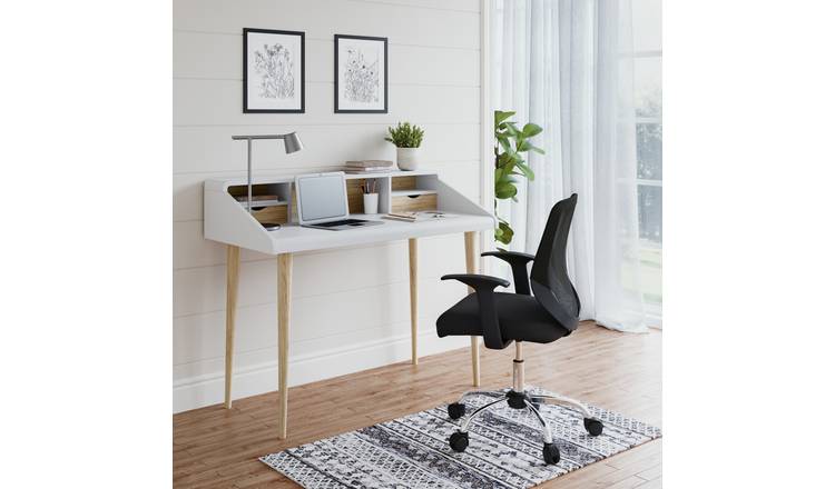 Dorel Yeovil 2 Drawer Desk - White & Oak