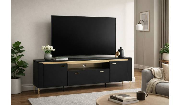 Furniture To Go Genoa 2 Door 1 Drawer TV Unit - Black & Gold