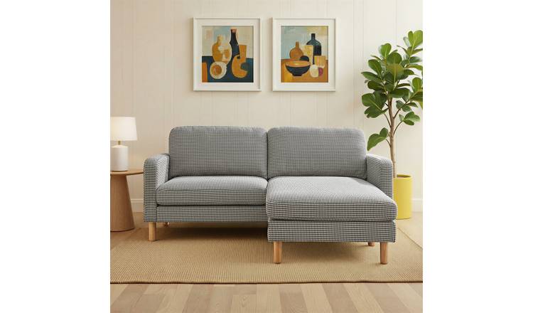 Argos Home Luna Fabric Corner Chaise Sofa - Black & White