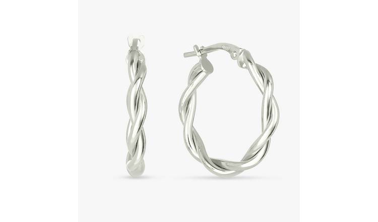 Revere Sterling Silver Braided Medium Hoop Earrings