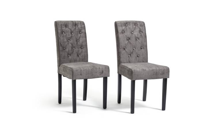 Buy Argos Home Pair of Midback Velvet Dining Chairs - Grey | Dining