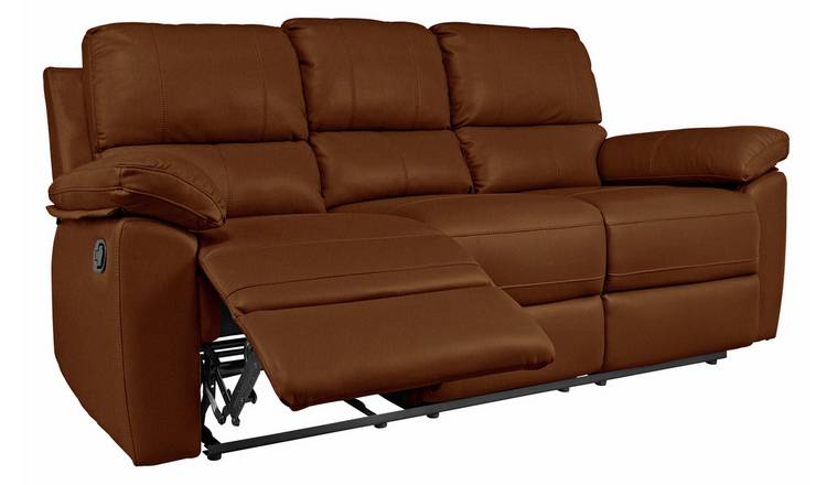 Argos Home Toby Faux Leather 3 Seater Recliner Sofa - Tan
