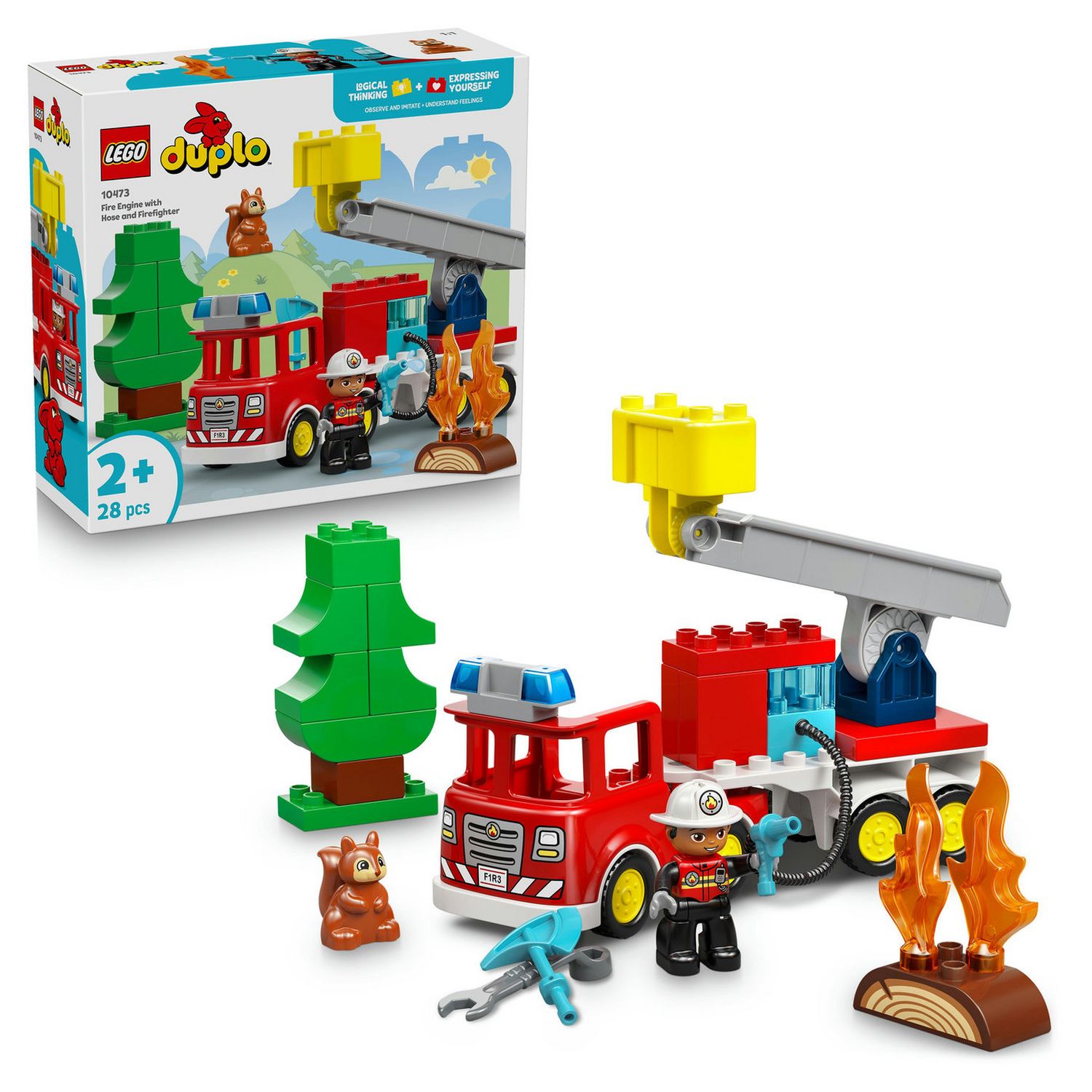 LEGO DUPLO Fire Engine with Hose and Firefighter Building Toy 28 Pieces