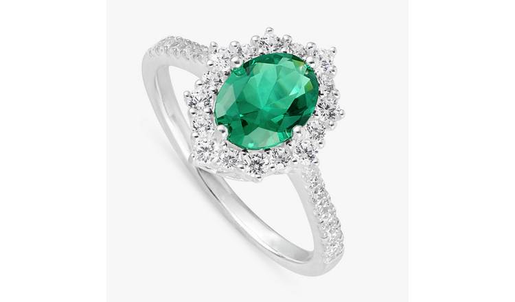 Revere Sterling Silver Emerald Green Cluster Ring - Large