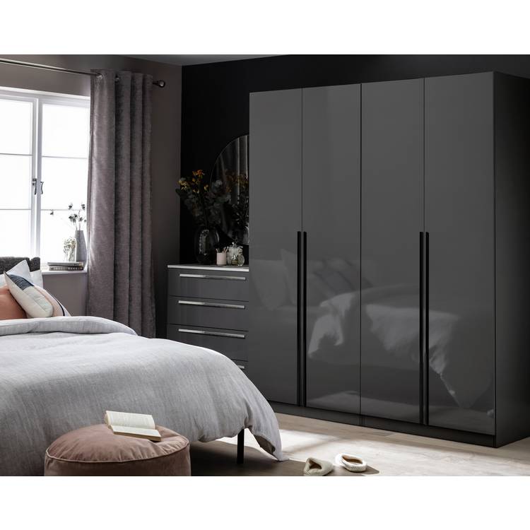 Habitat Munich 4 Door Wardrobe - Anthracite 0