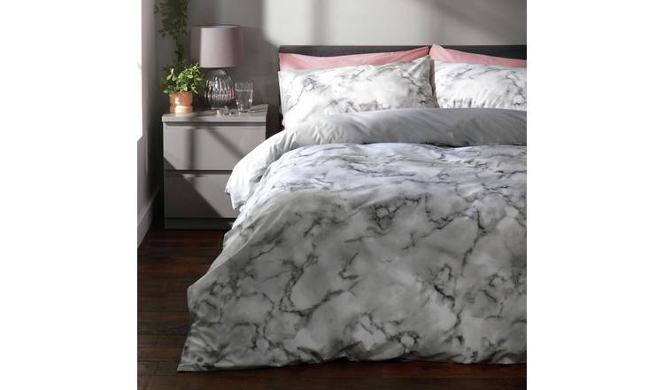 Buy Habitat Marble White Black Bedding Set Double Duvet cover sets Argos