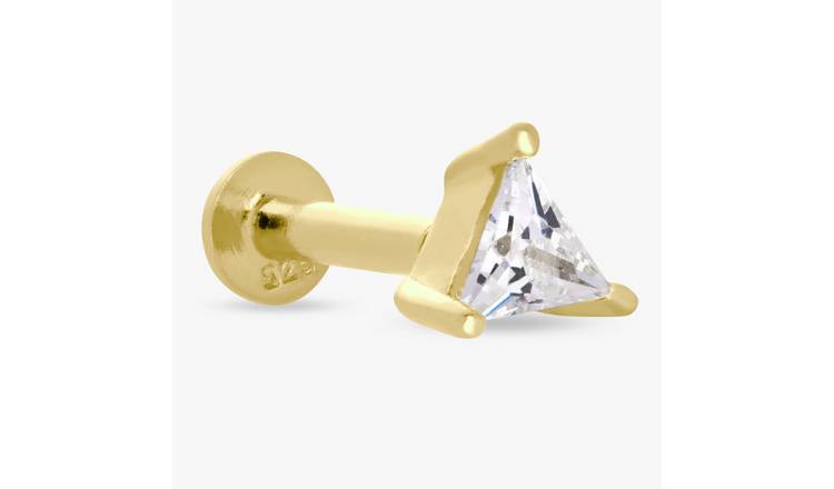 Revere Gold Plated Silver Triangle Flatback Stud Earrings