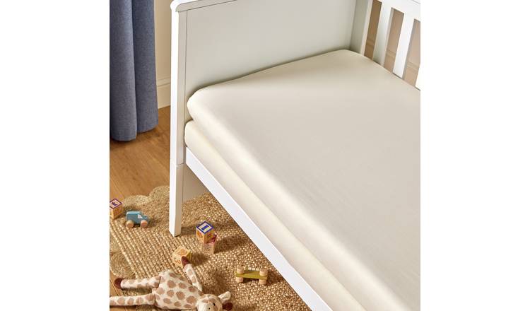 Argos Home Nursery Cotton Jersey 2 Pack Cream Fitted Sheets - Crib