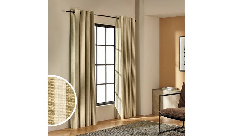 Habitat Stripe Blackout Eyelet Curtain - Olive - 168x229cm