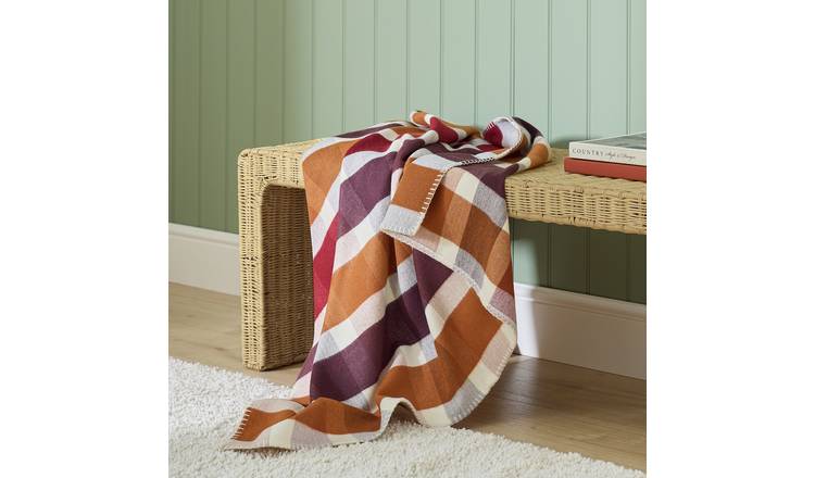 Argos Home Autumn Check Blanket Stitch Throw - 150x125cm
